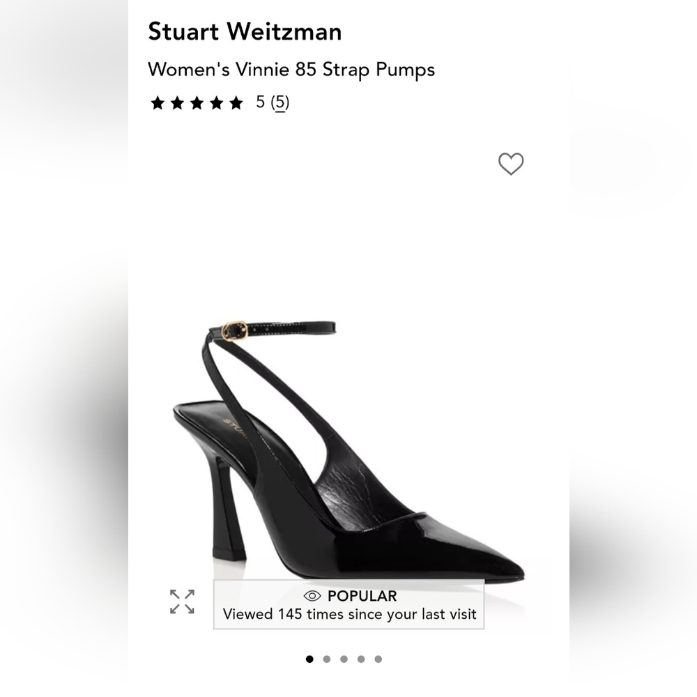 Stuart Weitzman Black Patent Leather Womens Vinnie 85 Strap Pumps Heels Size 8